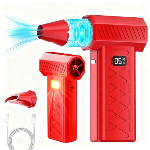 Ventilatori a turbina a getto, Suptruck Frostblazer Spazzaneve Termico 5000W, Mini Turbo con LED, Ventilatore ad Aria Calda Portatile, Sbrinatore for Auto(Red)