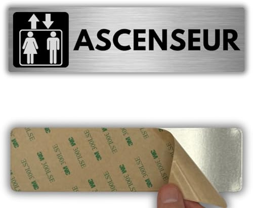 LEIASA | Panneau Ascenseur - 5x18 cm - Aluminium - Pancarte Direction Cabine - Plaque Accès Élévateur - Signe Monte-Charge - Avis Indication Étages - Vers le Lift - Épaisseur 0,8 mm - (Ascenseur)