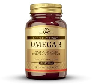 Solgar Omega-3 Doble Concentración Aceite de pescado concentrado de aguas frías. Ácidos grasos poliinsaturados como triglicéridos naturales-30 cápsulas blandas