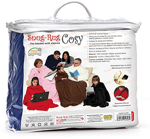 Snug Rug Cosy Coperta Pile con Le Maniche Coperta Indossabile, Plaid coperta in pile fleece con Le Maniche taglia adulto Blu marino