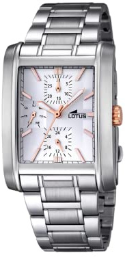 LOTUS Reloj Hombre Analógico de Acero Inoxidable 316l Plateado