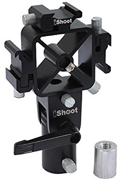 Soporte de metal Tri-Hot Shoe Mount Speedlight Flash Holder 2 Agujeros para paraguas para soporte de luz, cámara trípode, difusor de softbox