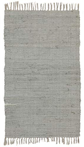 ABC Italia Italia Fleckerlteppich Läufer Reine Baumwolle 30C In Waschmaschine Waschbar , Größe:60x200cm, Grau