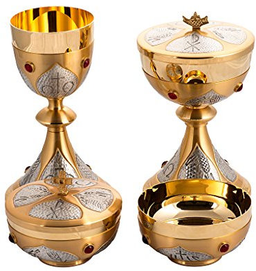 Holyart Cáliz, Copón, Patena, Patena ofertorio cinceladas, CálizDiámetro Copa Cáliz: 8.5 cm|Diámetro Patena: 11 cm|Diámetro píxide: 12 cm|Altura cáliz: 20 cm|Altura píxide: 22 cm