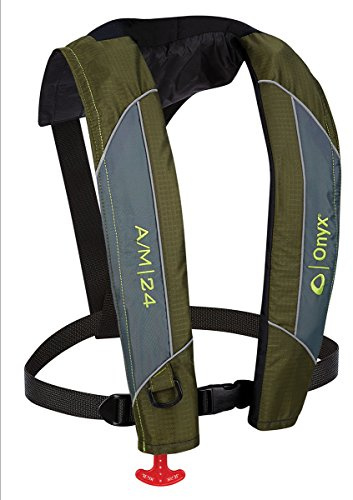 Onyx A/M-24 Automatic/Manual Inflatable Life Jacket, U.S. Coast Guard Approved, Low Profile, Compact Design, Manual Convertible Inflation Option