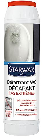STARWAX - Poudre Détartrante et Décapante WC- 1KG | Cas Extrêmes - Spécial trainées tenaces - Poudre action Choc - Rénove parois et fonds de cuvette