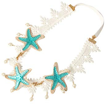 Lurrose Perlen-Stirnband Mit Spitzen-Design Und Seestern Elastisches Haarband Für Damen Ideal Für Festival Hochzeit Urlaub Und Reisen Stilvoller Haarschmuck