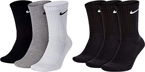Nike 6 Paar Socken Herren Damen Weiß Grau Schwarz Tennissocken Sparset SX7664, Farbe:schwarz weiß/grau/schwarz, Größe:38-42