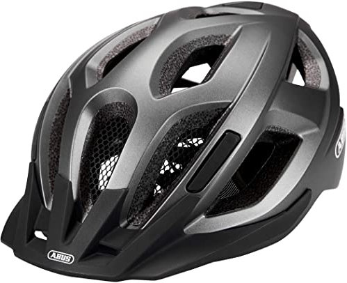 ABUS Stadthelm Aduro 2.0 - Allround-Fahrradhelm mit Licht - in sportivem Design für den Stadtverkehr - für Damen und Herren - Titan (gräulich), Größe S