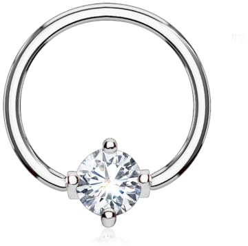 beyoutifulthings Ring ZIRKONIA Brustwarzen-Piercing Intim-Piercing Brust-Piercing Edelstahl Gold Silber ROSÉGOLD SCHWARZ 1,2/1,6mm Ring 10/ 12mm