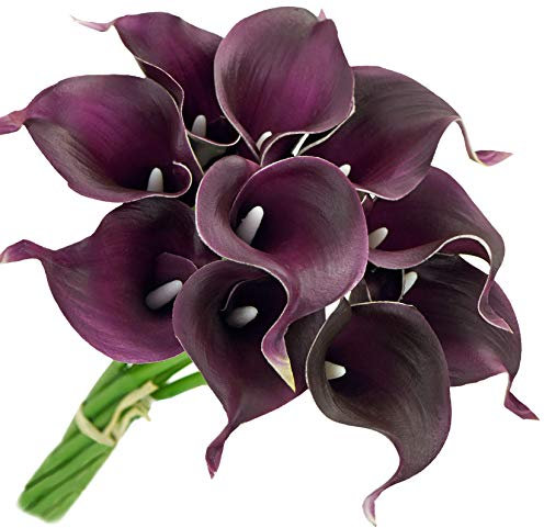 FiveSeasonStuff 10 unidades de flores artificiales, lirios cala, ramo de decoración, ideal para bodas, fiestas, el hogar, la oficina