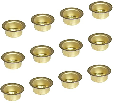 Auswahl Größe - Kerzentülle Kerzeneinsatz Kerzenhalter aus Metall, für Baumkerzen, Puppenkerzen, Pyramidenkerzen Tafelkerzen und Teelichter - Hier: 12 Stück Tülle 12 mm
