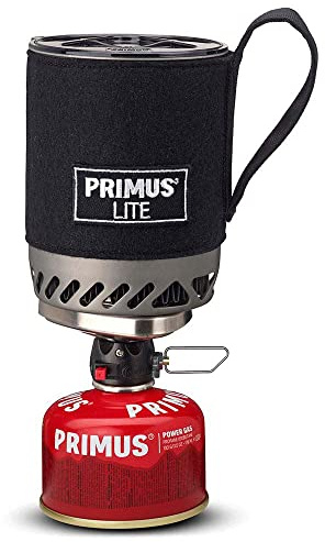 Primus Camping Gaskocher Outdoor - 10x15 cm - 0,5L - 350g - 1500W Flamme - Aluminiumtopf mit isolierterTopfschutzhülle - Primus Outdoor Gaskocher mit Windschutz und integriertem Wärmetauscher