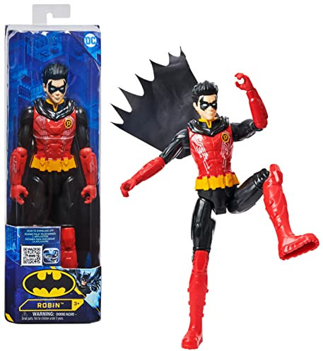 DC Comics | Batman | Personaggio Robin in Scala 30 cm con Decorazioni Originali, Mantello e 11 Punti di articolazione - Giocattoli per Bambini e Bambine dai 3 Anni