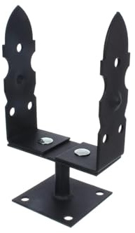 NAJDER Pfostenträger U-Form mit mit Schraubplatte 100x100 mm Verstellbarer Sockel 120-200 mm Dicker Stahl 4 mm, Schwarz