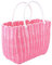 Cabilock Panier à provisions portable en plastique tissé pour femme - Panier à provisions - Panier de pique-nique - Panier de rangement pour légumes et fruits - Avec poignée courte - Rose