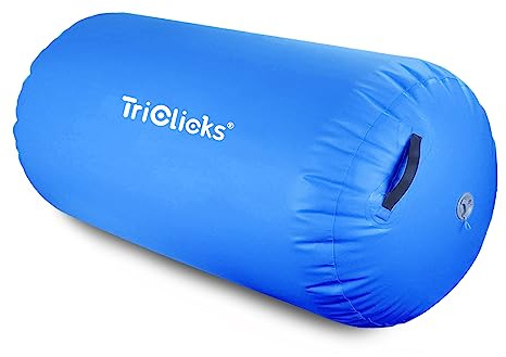 Triclicks Aufblasbare Air Roll Aufblasbare Luft Rollen Air Roller Yoga Roll Gym Air Barrel Gymnastikmatte Fitness Übungswalze für Zuhause, Outdoor, Fitness (120 x 75cm, Blau)