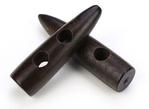 12 Knebelknöpfe aus Holz 3x1,2cm mit 2 Löcher, kaffeebraun, dunkelbraun, Holzknöpfe Knebel, Mantellknöpfe, längliche Knöpfe zum annähen, aufnähen, Bastelknöpfe