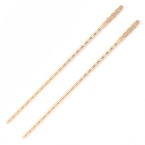 2 Pcs Simple Metal Hair Sticks Pins with 3 Holes Vintage Hair Chopsticks Chignon Buns Pin for DIY Hair Accessories, KC Gold