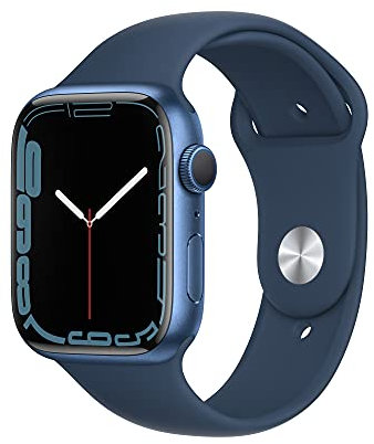 Apple Watch Series 7 (GPS, 45 mm), color azul aluminio con Abyss Blue Sport Band (Renewed)