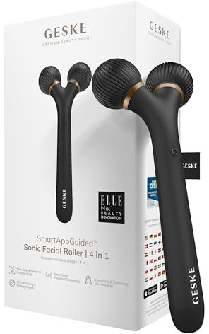 GESKE | SmartAppGuided™ Sonic Facial Roller | 4 in 1 | Gerät für Gesicht | Derma Roller | Professioneller Gesichtsroller | Strafft und definiert die Haut im Gesicht