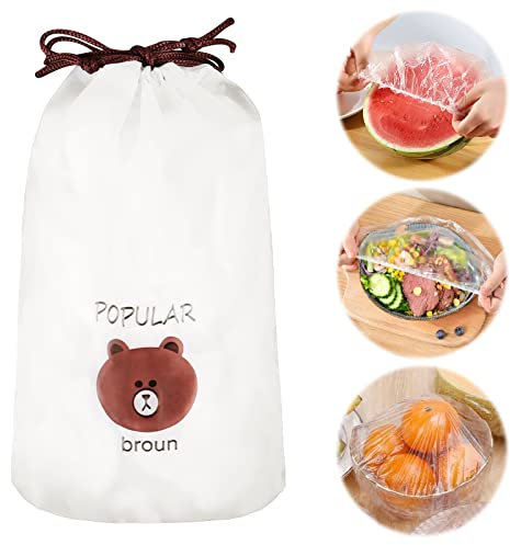 Sacchetti per Alimenti, 100 Pezzi Sacchetti per Alimenti Freschi Pellicola Alimentare, Sacchetti Salvafreschezza, Riutilizzabili per Alimenti, Pellicola Salvafreschezza con Elastico