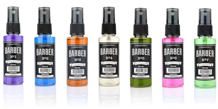 Barber Marmara No.1-7 Eau de Cologne Gift Set Turkish Barber 7 x 50ml | Mini Turkish Barbershop Aftershave Sprays with Fresh Woody Citrus Scents. Long Lasting Travel Size Fragrances.