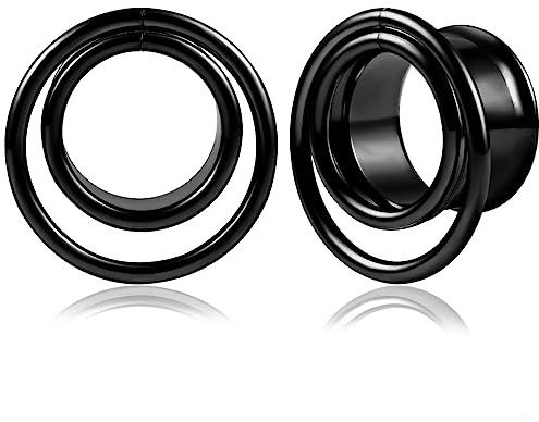 Vankula Ohr Flesh Tunnel Double Flared Plug Spule Edelstahl für Gestreckte Expander Ohrpiercing 8mm bis 19mm
