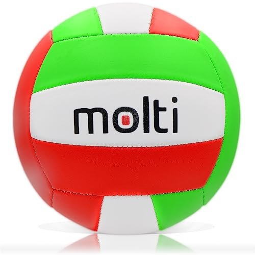 molti Volleyball Beachvolleyball Spielball Größe 5 Sport Freizeit Indoor Outdoor Mannschaftsspiel Freizeitspielball (Grün-Rot-Weiß)
