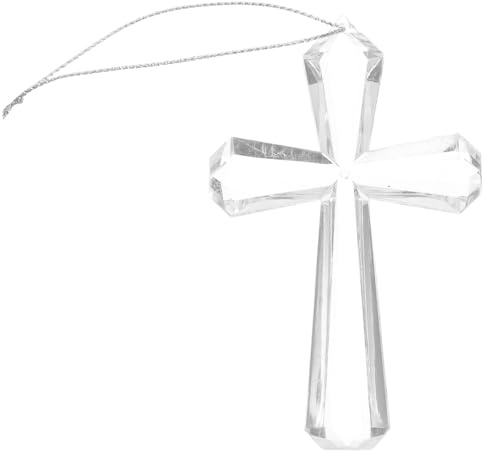 EXCEART Crystal Cross Pendant Hanging Ornament for Christmas Tree Decoration 4.13X2.56 Inches Clear Glass Cross for Holiday and Christian Celebrations