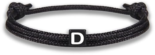 GD GOOD.designs EST. 2015 Bracelet corde avec lettres | Bracelet d'amitié noir ajustable de 14cm à 24cm | Initial D