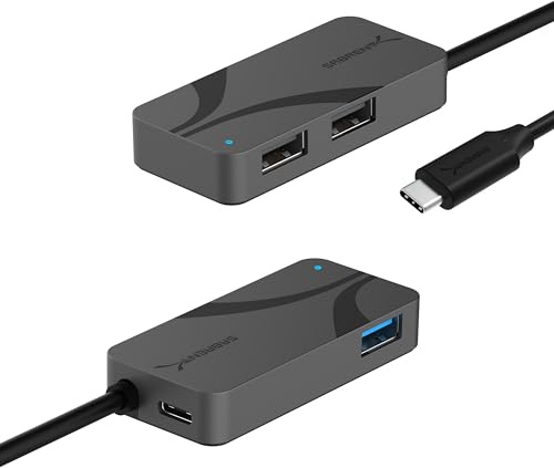 SABRENT USB C 3 Port Hub mit USB PD 3.0, 5 GBit/s 1 USB A Port, 480 MBit/s 2 USB-A-Ports, 5 GBit/s 1 USB-C-Port & 100W Power Delivery für Laptops, Steam Deck, ROG Ally, Tablets, Smartphones (HB-C4WP)
