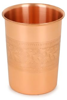 Zap Impex Kupfer-Wasserglas, Kupfer-Wasserbecher, Ayurveda-Kupfer-geprägtes Glas (Geprägt 4 Stk)