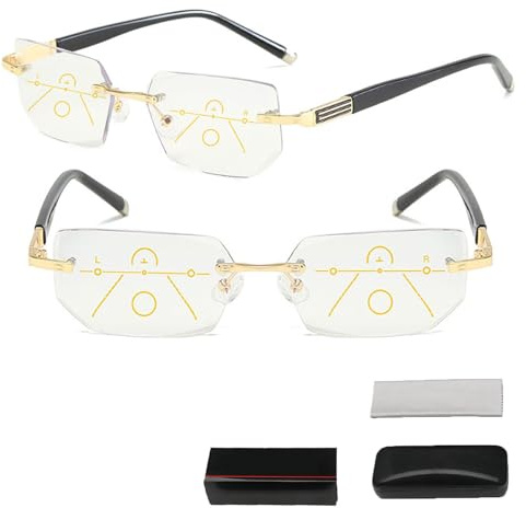 MJMLUCK Dotmalls Intelligente Zoom Brille, Smart Glasses Lesebrille Dual-Focus Blaulichtfilter Gleitsichtbrille Zoom Brille Mit Brille Box Blaulicht Sehhilfe Lesehilfe Brillen für Herren Damen (200)