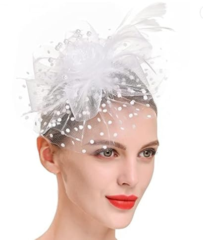 WATEFOER Fascinators Hut für Damen Tea Party Stirnband Blume Cocktail Mesh Federn Derby Hut für Hochzeit Party Kirche