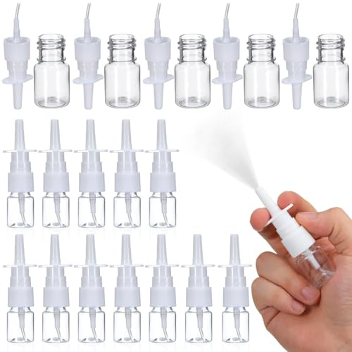 BELLIFFY 20X 5Ml Nasal Spray Bottles Pet Transparent Thickened Portable Spray Bottles Leak-Proof Direct Containers Compact for Travel Outdoor Use