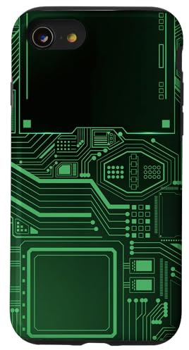 Coque pour iPhone SE (2020) / 7 / 8 Carte mère Microchip Circuit IT Fond d'ordinateur Vert