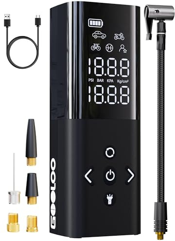 GOOLOO AP150 Car Tyre Inflator Portable Air Compressor, 150PSI Digital Tyre Pump with Auto-Shutoff, 6000mAh Cordless Electric Pump for Cars, Motorcycles, Bicycles, Balls with LED Screen