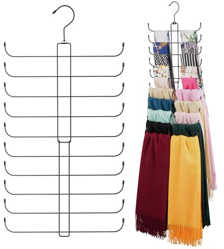 ZEDODIER Scarf Organizer Scarf Hanger for Closet, Rotatable Sturdy Hijab Holder Holds 20 Scarves, Space Saving Closet Organizers and Storage, Black