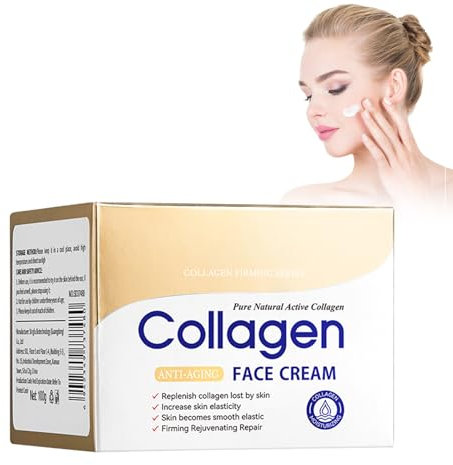 Eazerom 01 Crème de Collagène pour le Visage, 100g Creme Collagene Visage, Collagen Anti-Wrinkle Cream, Crème Hydratante au Collagène pour les Peaux Sèches pour les Taches Sombres, les Rides