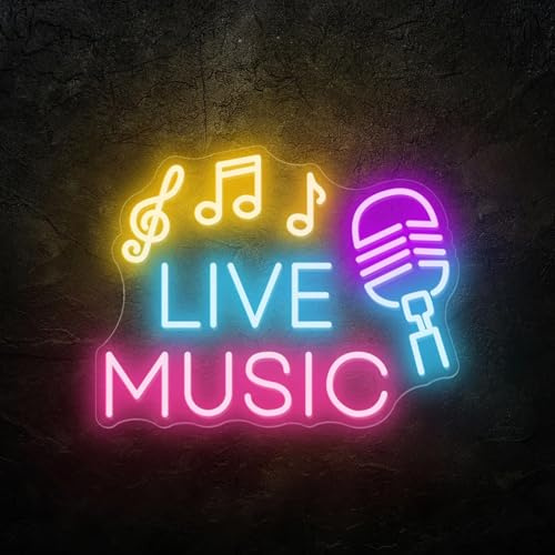 Live-musik neonskylt, studioljus, LED DJ-skylt, inspelningsstudio, rymdsrum, musik neonlampa