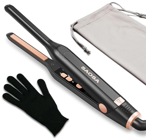 Mini Piastra Capelli, SAOSA Piastra per Capelli e Arriccia Capelli 2 in 1 Piastra Piccola per Capelli Corti per Arricciare e Lisciare, Piastra Riscaldante in Ceramica, Alimentazione a Doppio Voltaggio