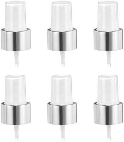 sourcing map 6 Pcs Silver White Spray Top, 24/410 Fine Mist Sprayer Reusable Replacement Spray Bottle Pump Plastic Top for Cosmetic Perfume and Body Sprays Bottle
