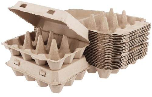 SENJEOK 25 PCS Cardboard Egg Boxes for 12 Eggs, 12 Count Dozen Paper Pulp Egg Cartons for Kitchen, 19 x 17 x 7cm