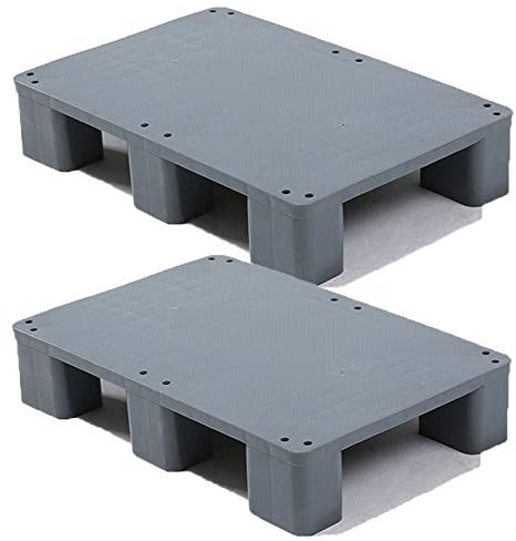 Kunststoff-Paletten-Aufbewahrungsregale, 1100 lb. Kapazität: Stark und langlebig, Lagerung in Restaurant, Küche, Garagen, 1 Packung (Farbe: Grau, 2 Stück, Größe: 80 x 80 x 12 cm)