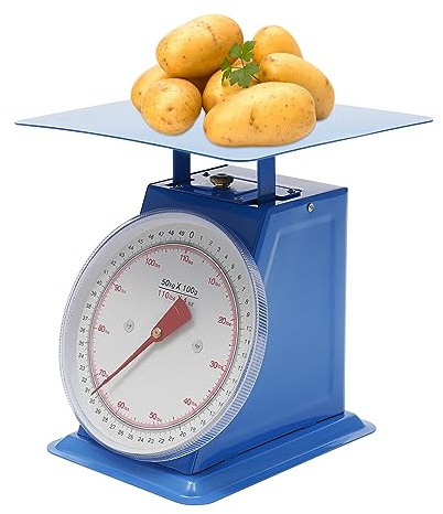 110-LBS Heavy Duty Portion-Control Mechanical Kitchen and Food Scale, Portable Mechanical Dial Scale with Dual-Scale Dial, Industrial Dial Scale for Supermarkets, Markets for Weighing Objects