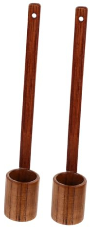 COLLBATH 2pièces Lot De Louches à Fond Plat Bois Pour Vin Huile Sauce Soja Usage Cuisine Et Bar