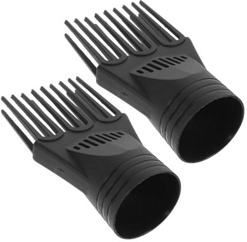 Pettine Convogliatore per Asciugacapelli 2 Pezzi Nero Plastico | Beccuccio a Pettine per Phon, Accessorio Leggero da Installare, Flusso Concentrato e Asciugatura Rapida