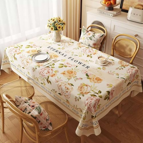 Fansu Mantel Hule Mesa Rectangular Exterior, Estilo Europeo Manteles Impermeables Antimanchas Plastico PVC Mantel Mesa Jardin para Picnic Cocina Comedor (Rosa B,140x180cm)