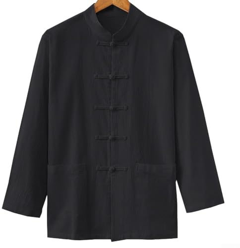Manteau traditionnel chinois pour homme - Veste de Tai Chi - Cardigan d'uniforme - Taille XXL - Noir
